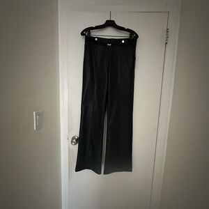 ELIE TAHARI Leather Faux Wide leg pants belt black NWT 6 (OTR0033)